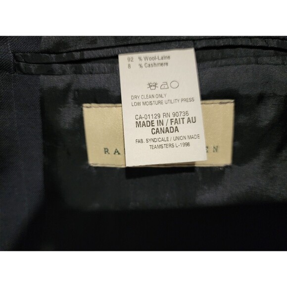 VTG Lauren Ralph Lauren Wool Cashmere Blazer Jacket Blue Striped 2-Button Sz 40R - Picture 7 of 9